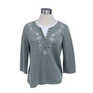 🌶️ Hasting & Smith Petite Medium Sage Vintage Embroidered Sweatshirt